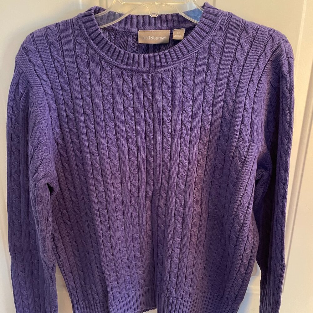 Croft and Barrow purple cable knit sweater size medium